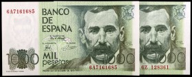 1979. 1000 pesetas. (Ed. E3a) (Ed. 477a). 23 de octubre, Pérez Galdós. 2 billetes, series 6A y 6Z. S/C.