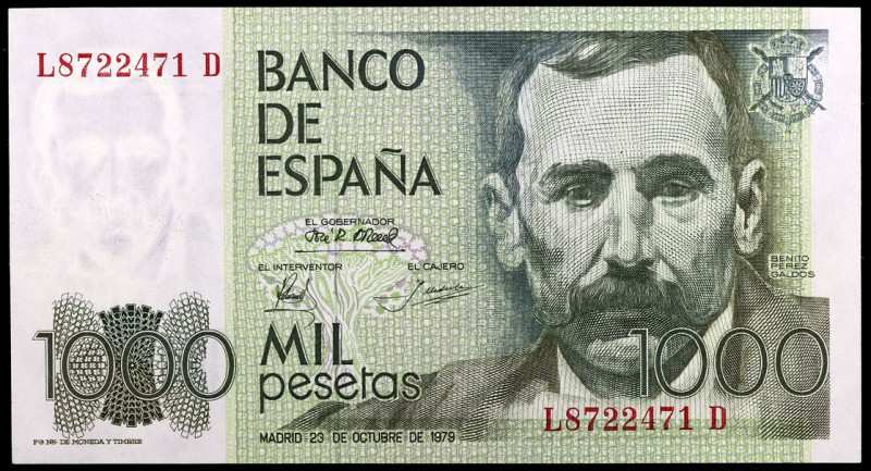 1979. 1000 pesetas. (Ed. E3a) (Ed. 477a). 23 de octubre, Pérez Galdós. Serie L-D...