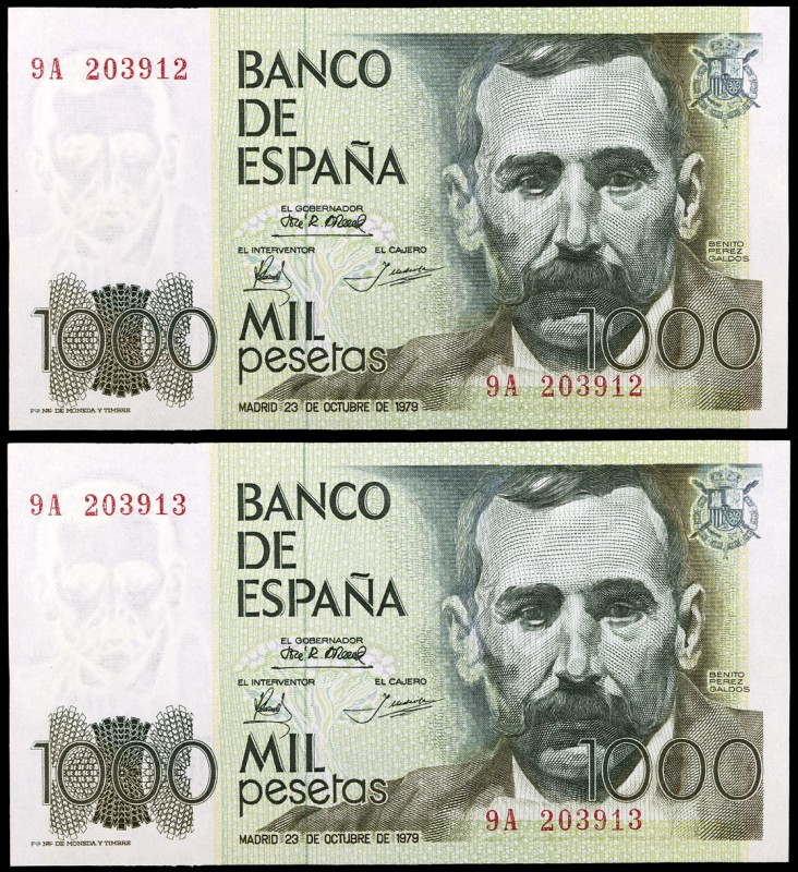 1979. 1000 pesetas. (Ed. E3b) (Ed. 477b). 23 de octubre, Pérez Galdós. Pareja co...