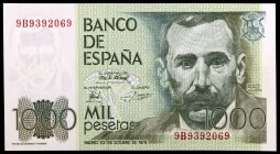 1979. 1000 pesetas. (Ed. E3b) (Ed. 477b). 23 de octubre, Pérez Galdós. Serie 9B, de reposición. Leve doblez. S/C-.