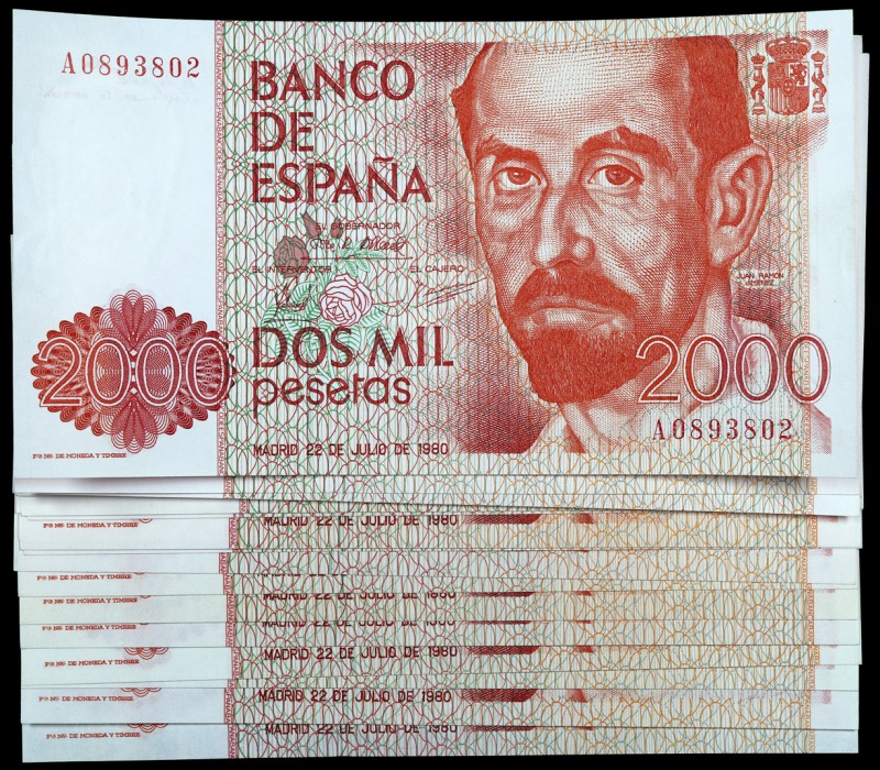 1980. 2000 pesetas. (Ed. E5a) (Ed. 479a). 22 de julio, Juan Ramón Jiménez. 23 bi...