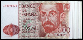 1980. 2000 pesetas. (Ed. E5a) (Ed. 479a). 22 de julio, Juan Ramón Jiménez. 21 billetes, series 1A, 1C a 1N, 1P, 1S a 1X y 1Z. S/C-/S/C.