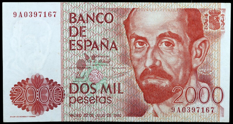 1980. 2000 pesetas. (Ed. E5b) (Ed. 479b). 22 de julio, Juan Ramón Jiménez. Serie...