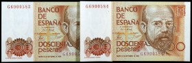 1980. 200 pesetas. (Ed. E6a) (Ed. 480a). 16 de septiembre, Clarín. Pareja correlativa, serie G. S/C.