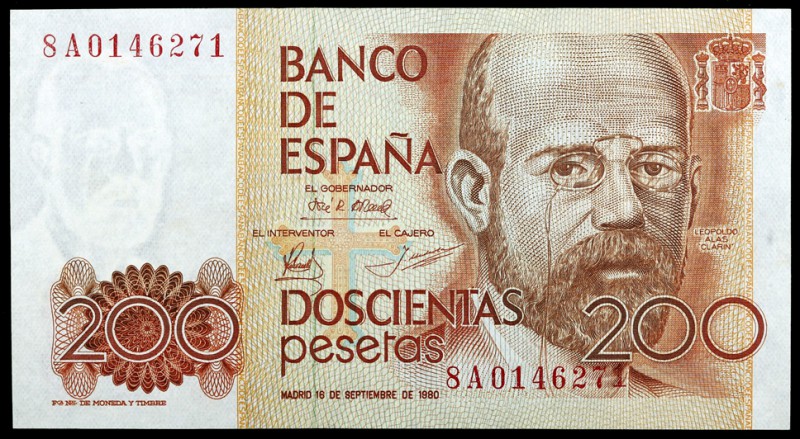 1980. 200 pesetas. (Ed. E6b) (Ed. 480c). 16 de septiembre, Clarín. Serie 8A, de ...