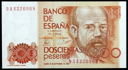 1980. 200 pesetas. (Ed. E6c) (Ed. 480b). 16 de septiembre, Clarín. Serie 9A. S/C.