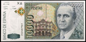 1992. 10000 pesetas. (Ed. E11a) (Ed. 485a). 12 de octubre, Juan Carlos I. Serie 2X. S/C.