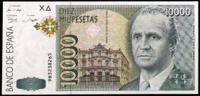 1992. 10000 pesetas. (Ed. E11b var) (Ed. 485b). 12 de octubre, Juan Carlos I. Serie 9B. Escaso. S/C.
