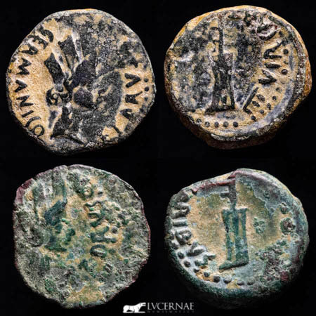 Ancient Hispania - Carteia (San Roque, Cadiz). Lot x 2 Bronze semis - iberius ti...