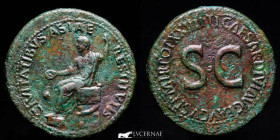 Tiberius 14-37 AD Bronze Sestertius 25.91 g. 35 mm. Rome 22-23 Near extremely fine