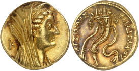 GRÈCE ANTIQUE - GREEK
Royaume lagide, Ptolémée VI (180-145 av. J.-C.). Octodrachme d’or ou mnaieion ND (c.180-145 av. J.-C.), Alexandrie.
Av. Buste ...