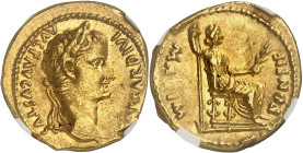 EMPIRE ROMAIN - ROMAN
Tibère (14-37). Aureus ND (14-17), Lyon.
Av. TI CAESAR DIVI - AVG F AVGVSTVS. Buste à droite, la tête laurée. 
Rv. PONTIF MAXIM....