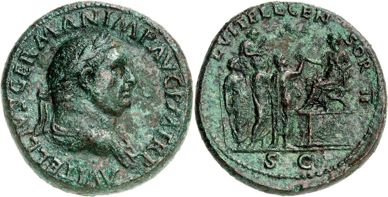 EMPIRE ROMAIN - ROMAN
Vitellius (69). Sesterce ND (69), Rome.
Av. A VITELLIVS GE...