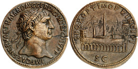 EMPIRE ROMAIN - ROMAN
Trajan (98-117). Sesterce 103, Rome.
Av. IMP CAES NERVAE TRAIANO AVG GER DAC P M TR P COS V P P. Buste lauré à droite.
Rv. S ...