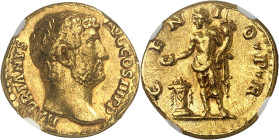 EMPIRE ROMAIN - ROMAN
Hadrien (117-138). Aureus ND (134-138), Rome.
Av. HADRIANVS - AVG COS III P P. Buste à droite, la tête nue. 
Rv. GENIO. P. R. Le...