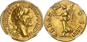 EMPIRE ROMAIN - ROMAN
Antonin le Pieux (138-161). Aureus 156-157, Rome.
Av. ANTONINVS AVG PIVS P P IMP II. Buste lauré à droite. 
Rv. TR POT XX COS II...