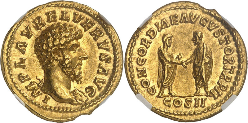 EMPIRE ROMAIN - ROMAN
Lucius Verus (161-169). Aureus ND (162), Rome.
Av. IMP L A...