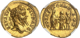 EMPIRE ROMAIN - ROMAN
Septime Sévère (193-211). Aureus ND (207), Rome.
Av. SEVERVS - PIVS AVG. Buste lauré à droite, vue de trois-quarts en arrière. 
...
