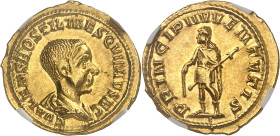 EMPIRE ROMAIN - ROMAN
Hostilien (251). Aureus ND (251), Rome.
Av. C VALENS HOSTIL MES QVINTVS N C. Buste drapé à droite. 
Rv. PRINCIPI IVVENTVTIS. L’E...