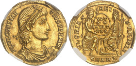 EMPIRE ROMAIN - ROMAN
Constance II (324-361). Solidus ND (347-355), Antioche, 4e officine.
Av. FL IVL CONSTAN - TIVS PERP AVGV. Buste diadémé, drapé e...