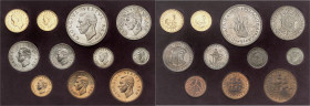 AFRIQUE DU SUD - SOUTH AFRICA
Georges VI (1936-1952). Coffret PROOF SET de 11 monnaies, tricentenaire, avec 1 et 1/2 souverain en or, 5, 2 1/2, 2, 1 s...