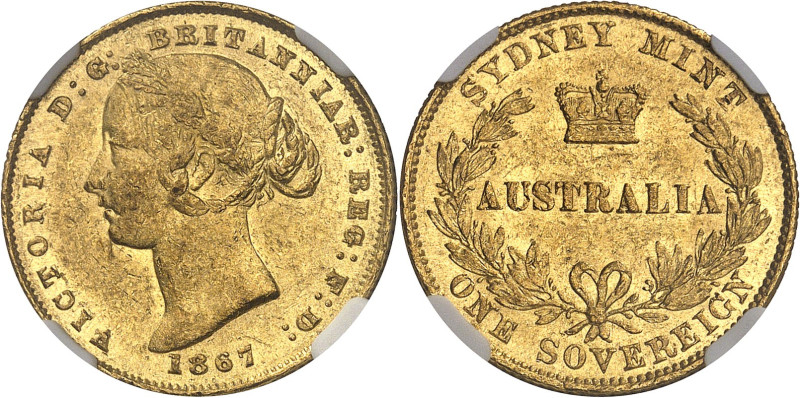 AUSTRALIE - AUSTRALIA
Victoria (1837-1901). Souverain 1867, Sydney.
Av. VICTORIA...