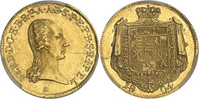 AUTRICHE - AUSTRIA
Salzbourg (évêché de), Ferdinand III de Toscane, prince-électeur (1803-1805). Ducat 1804 M, Salzbourg.
Av. FERD. D. G. H. B. R. P. ...