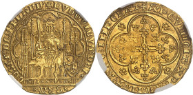 BELGIQUE - BELGIUM
Flandres (comté de), Louis de Male (1346-1384). Écu d’or à la chaise et au lion ND (1346-1384), Gand ou Malines.
Av. + LVDOVICVS: D...