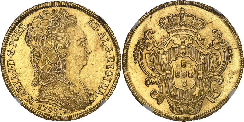 BRÉSIL - BRAZIL
Marie Ière (1786-1799). 6400 réis (peça) 1793, R, Rio de Janeiro...