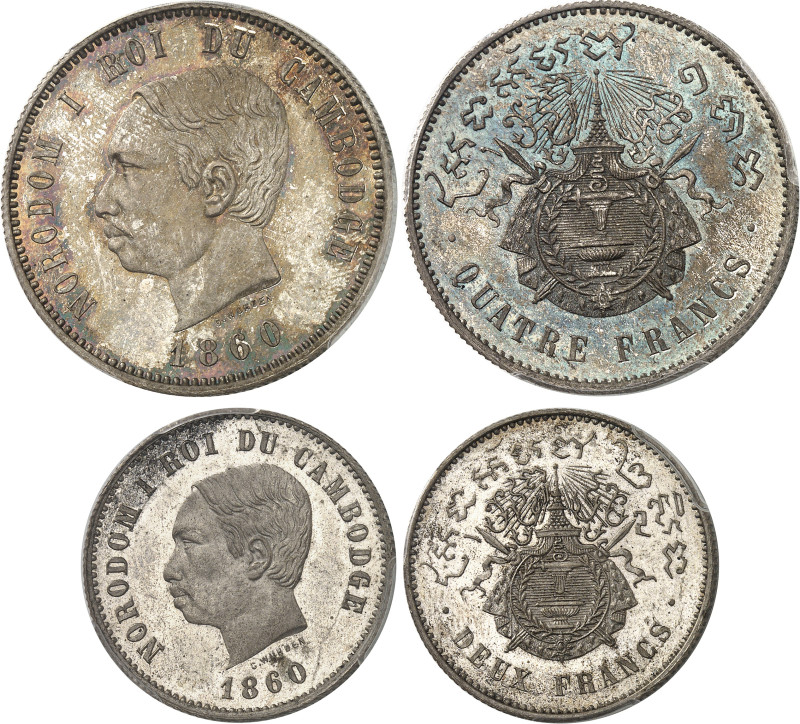 CAMBODGE - CAMBODIA
Norodom Ier (1860-1904). Série (Mint Set) de 25 et 50 centim...