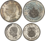 CAMBODGE - CAMBODIA
Norodom Ier (1860-1904). Série (Mint Set) de 25 et 50 centimes, un, deux et quatre francs, Flans brunis (PROOF) 1860, Bruxelles (W...
