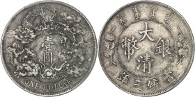 CHINE - CHINA
Empire de Chine, Puyi (Hsuan Tung), monnayage unifié (1905-1911). Dollar An 3 (1911), Tientsin.
Av. ONE DOLLAR. Dragon dans les nuages a...