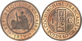 COCHINCHINE - COCHINCHINA
IIIe République (1870-1940). Essai de 1 cent(ième), Frappe spéciale (SP) 1879, Paris.
Av. REPUBLIQUE FRANÇAISE. La Républiqu...