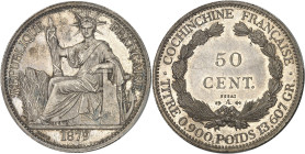 COCHINCHINE - COCHINCHINA
IIIe République (1870-1940). Essai de 50 cent(ièmes), Frappe spéciale (SP) 1879, A, Paris.
Av. REPUBLIQUE FRANÇAISE. La Répu...