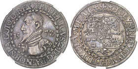 DANEMARK - DENMARK
Frédéric II (1559-1588). 1 speciedaler 1572, Copenhague.
Av. + FRID* Z* D* G* DA* NOR* SLA* GOTO* Q* REX. Buste cuirassé, de trois-...