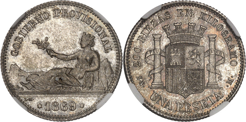 ESPAGNE - SPAIN
Gouvernement provisoire (1868-1871 et 1873-1874). Une peseta 186...
