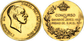 ESPAGNE - SPAIN
Alphonse XIII (1886-1931). Médaille d’Or, concours de Xérès (Jerez) 1925, prix du Roi Alphonse XIII 1925.
Av. PREMIO DE S. M. EL REY A...