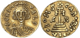 FRANCE / CAROLINGIENS - FRANCE / CAROLINGIAN
Bénévent (principauté de), Grimoald III, duc avec Charlemagne (788-792). Solidus ND, Bénévent.
Av. + GRIM...