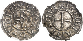 FRANCE / CAROLINGIENS - FRANCE / CAROLINGIAN
Charles II le Chauve (840-877). Denier ND (840-877), Amiens.
Av. (à 12 h.) + GRATA D-I DEX. Monogramme de...