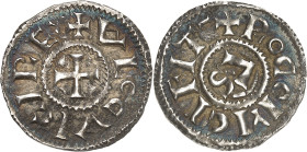 FRANCE / CAROLINGIENS - FRANCE / CAROLINGIAN
Louis IV d’Outremer (942-946). Denier ND, Rouen.
Av. + A LODAICI REX. Croix. 
Rv. + RODOM CI FIT-. Lettre...