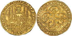 FRANCE / CAPÉTIENS - FRANCE / ROYAL
Philippe VI (1328-1350). Écu d’or à la chaise, 1ère émission ND (1337).
Av. + PHILIPPVSx DEIx - xGRAx - FRANCORVMx...