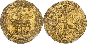 FRANCE / CAPÉTIENS - FRANCE / ROYAL
Jean II le Bon (1350-1364). Mouton d’or ND (1355).
Av. + AGN. DEI. QVI. TOLL'. PCCA. MVDI. MISERERE. NOB'. Agneau ...