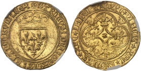 FRANCE / CAPÉTIENS - FRANCE / ROYAL
Charles VI (1380-1422). Écu d’or à la couronne, 3e émission ND (1389-1394), La Rochelle.
Av. + KAROLVSx DEIx GRACI...