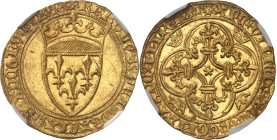 FRANCE / CAPÉTIENS - FRANCE / ROYAL
Charles VI (1380-1422). Écu d’or à la couronne, 3e émission ND (1389-1394), Poitiers.
Av. + KAROLVSx DEIx GRACIAx ...
