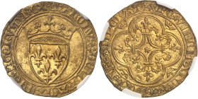 FRANCE / CAPÉTIENS - FRANCE / ROYAL
Charles VI (1380-1422). Écu d’or à la couronne, 3e émission ND (1389-1394), Villeneuve-lès-Avignon.
Av. + KAROLVSx...