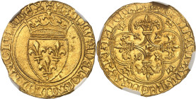 FRANCE / CAPÉTIENS - FRANCE / ROYAL
Charles VI (1380-1422). Écu d’or à la couronne, 4e émission ND (1394-1411), Poitiers.
Av. + KAROLVSx DEIx GRACIAx ...
