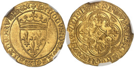 FRANCE / CAPÉTIENS - FRANCE / ROYAL
Charles VI (1380-1422). Écu d’or à la couronne, 4e émission ND (1394-1411), Rouen.
Av. + KAROLVSx DEIx GRACIAx FRA...