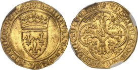FRANCE / CAPÉTIENS - FRANCE / ROYAL
Charles VI (1380-1422). Écu d’or à la couronne, 4e émission ND (1394-1411), Saint-Quentin.
Av. + KAROLVSx DEIx GRA...