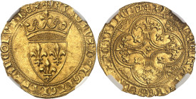 FRANCE / CAPÉTIENS - FRANCE / ROYAL
Charles VI (1380-1422). Écu d’or à la couronne, 4e émission ND (1394-1411), Toulouse.
Av. + KAROLVS: DEI: GRACIA: ...