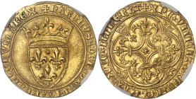 FRANCE / CAPÉTIENS - FRANCE / ROYAL
Charles VI (1380-1422). Écu d’or à la couronne, 4e émission ND (1394-1411), Tournai.
Av. + KAROLVSx DEIx GRACIAx F...